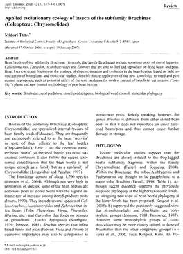 Applied Evolutionary Ecology of Insects of the Subfamily Bruchinae (Coleoptera: Chrysomelidae)