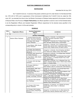 Election Commission of Pakistan Notification