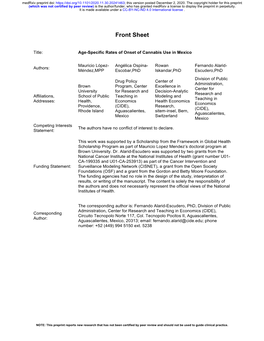 Age-Specific Rates of Onset of Cannabis Use in Mexico