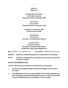 Transportation Committee Comité Des Transports 2 September 2020 / 2 Septembre 2020