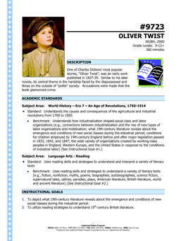 OLIVER TWIST WGBH, 2000 Grade Levels: 9-13+ 360 Minutes