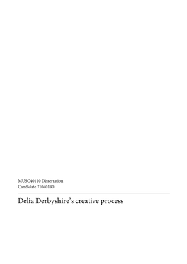 Delia Derbyshire's Creative Process
