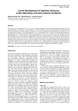 Larval Development of Agriotes Obscurus Under Laboratory and Semi-Natural Conditions