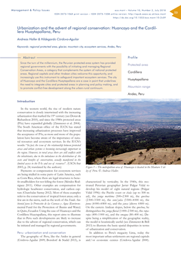 Urbanization and the Advent of Regional Conservation: Huancayo and the Cordil- Lera Huaytapallana, Peru