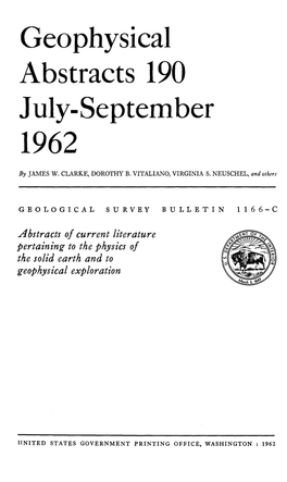 Geophysical Abstracts 190 July-September 1962