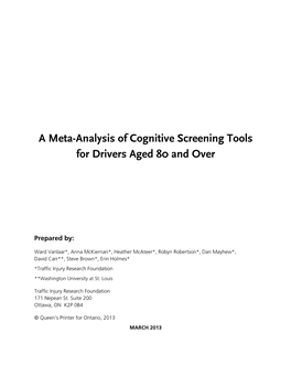 A Meta-Analysis of Cognitive Screening Tools for Drivers Aged 80 and Over