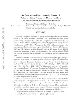 An Imaging and Spectroscopic Survey of Galaxies Within Prominent Nearby Voids. I. the Sample and Luminosity Distribution