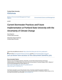 Current Stormwater Practices and Future Implementation at Portland State University with the Uncertainty of Climate Change