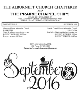 The Prairie Chapel Chips Combined Newsletter of the Alburnett United Methodist Church and Prairie Chapel United Methodist Church