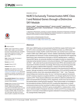 NLRC5 Exclusively Transactivates MHC Class I and Related Genes Through a Distinctive SXY Module