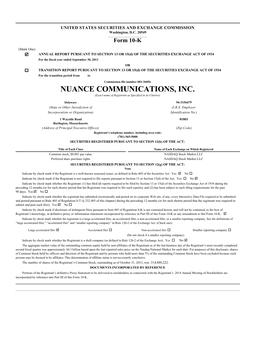 NUANCE COMMUNICATIONS, INC. (Exact Name of Registrant As Specified in Its Charter)