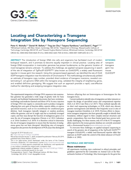 Locating and Characterizing a Transgene Integration Site by Nanopore Sequencing