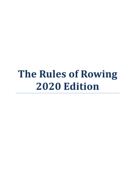 Rules of Rowing 2020 Edition
