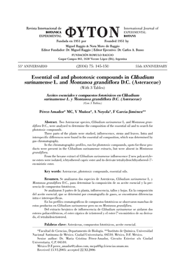 Essential Oil and Phototoxic Compounds in Clibadium Surinamense L