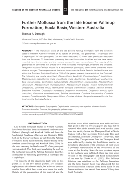 Further Mollusca from the Late Eocene Pallinup Formation, Eucla Basin, Western Australia Thomas A