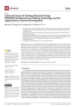 Latest Advances of Virology Research Using CRISPR/Cas9-Based Gene-Editing Technology and Its Application to Vaccine Development