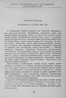 ACTA UNI VERSIT ATI S Lodzipnsis Władysław Bortnowski