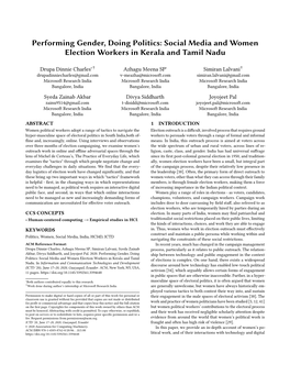 Performing Gender, Doing Politics: Social Media and Women Election Workers in Kerala and Tamil Nadu