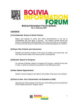 Bolivia Information Forum Bulletin No