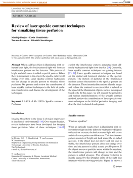 Review of Laser Speckle Contrast Techniques for Visualizing Tissue Perfusion