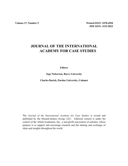 Journal of the International Academy for Case Studies