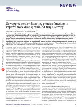 New Approaches for Dissecting Protease Functions to Improve Probe Development and Drug Discovery