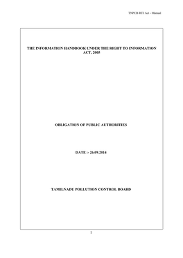 The Information Handbook Under the Right to Information Act, 2005