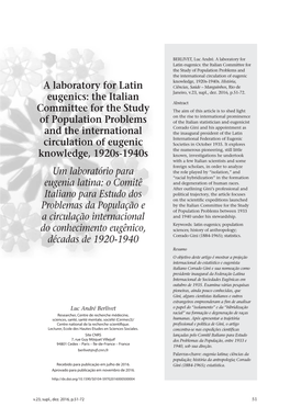A Laboratory for Latin Eugenics