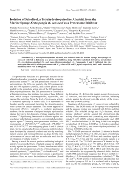 Isolation of Salsolinol, a Tetrahydroisoquinoline Alkaloid, from the Marine Sponge Xestospongia Cf