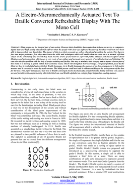 A Electro-Micromechanically Actuated Text to Braille Converted Refreshable Display with The