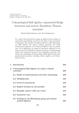 Cohomological Hall Algebra, Exponential Hodge Structures and Motivic Donaldson–Thomas Invariants Maxim Kontsevich and Yan Soibelman