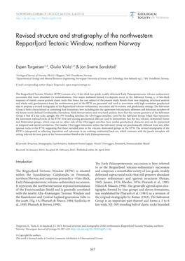 Revised Structure and Stratigraphy of the Northwestern Repparfjord Tectonic Window, Northern Norway