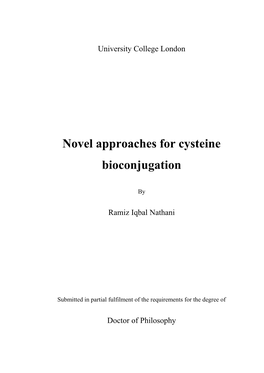 Novel Approaches for Cysteine Bioconjugation