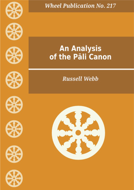Wh 217/218/219/220. an Analysis of the Pāli Canon