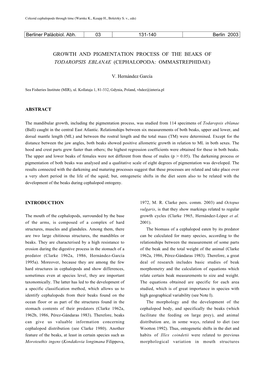 Growth and Pigmentation Process of the Beaks of Todaropsis Eblanae (Cephalopoda: Ommastrephidae)