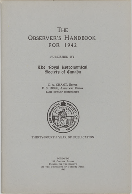 The Observer's Handbook for 1942