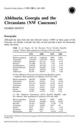 Abkhazia, Georgia and the Circassians (NW Caucasus) GEORGEHEWITT