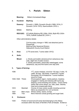 1. Parish: Sibton