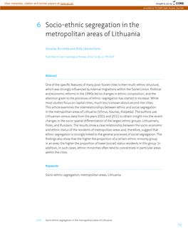 6 Socio-Ethnic Segregation in the Metropolitan Areas of Lithuania