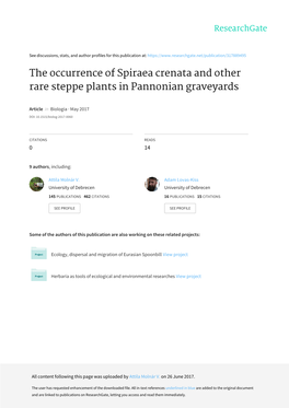 The Occurrence of Spiraea Crenata and Other Rare Steppe Plants in Pannonian Graveyards