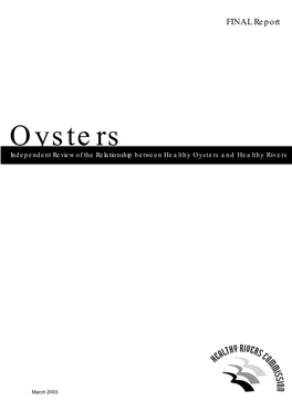 Oysters Independent Review of the Relationship Between Healthy Oysters and Healthy Rivers