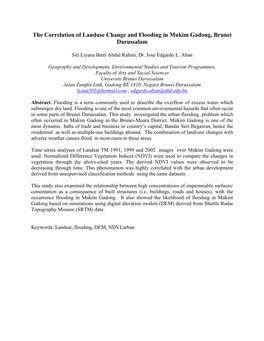 The Correlation of Landuse Change and Flooding in Mukim Gadong, Brunei Darussalam