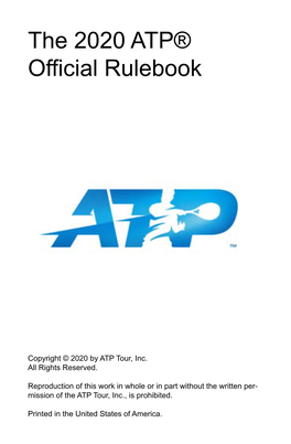 The 2020 ATP® Official Rulebook
