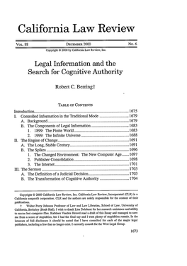 Legal Information and the Search for Cognitive Authority