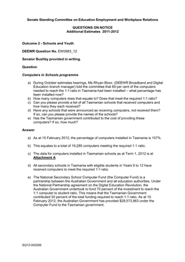 Additional Budget Estimates 2011-12 — (February 2012)