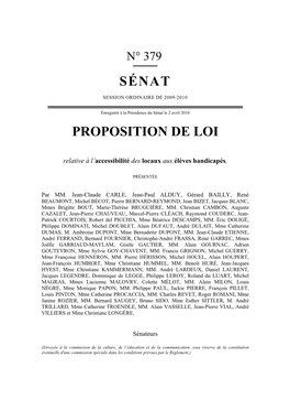 Sénat Proposition De