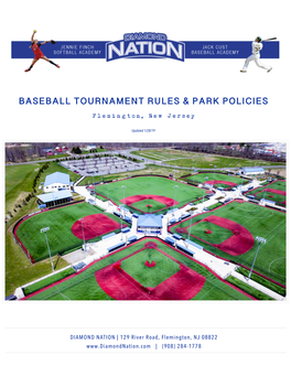 Baseball Tournament Rules & Park Policies