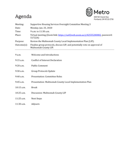 Meeting: Supportive Housing Services Oversight Committee Meeting 3 Date: Monday, Jan