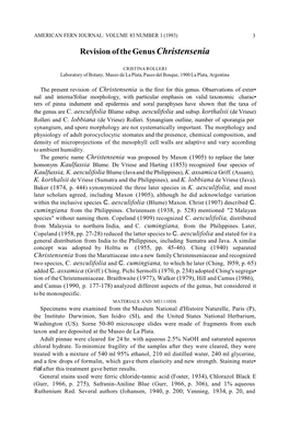 Revision of the Genus Christensenia