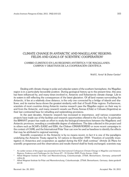 Climate Change in Antarctic and Magellanic Regions: Fields and Goals of Scientific Cooperation1